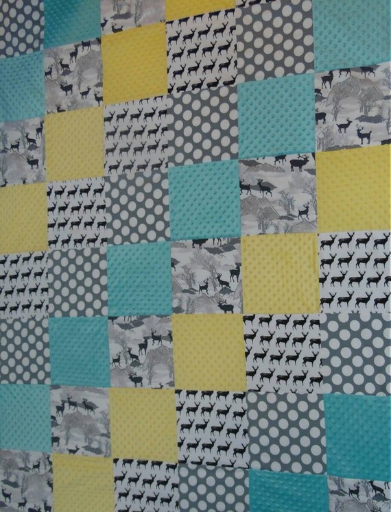 Handmade Quilt Adult Blanket Rustic Quilt Minky Blanket