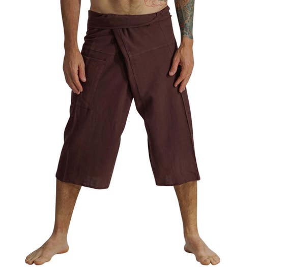 3/4 THAI FISHERMAN PANTS Dark Brown Pirate Pants Steampunk