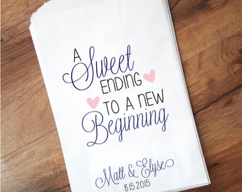 A Sweet Beginning Wedding Favor Bags, Candy Buffet Bags, Personalized Favor Bags, Treat Bags, Wedding Candy Bar Bags, Custom Wedding Favors