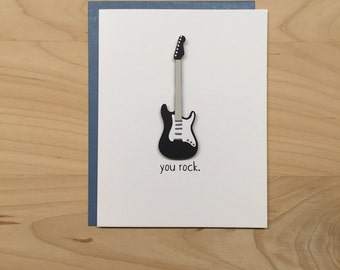 You Rock, Congratulations Card, Encouragement Card, Guitar Birthday Card, Graduation Card, You Rock Card, Musician Card, Just Because Card