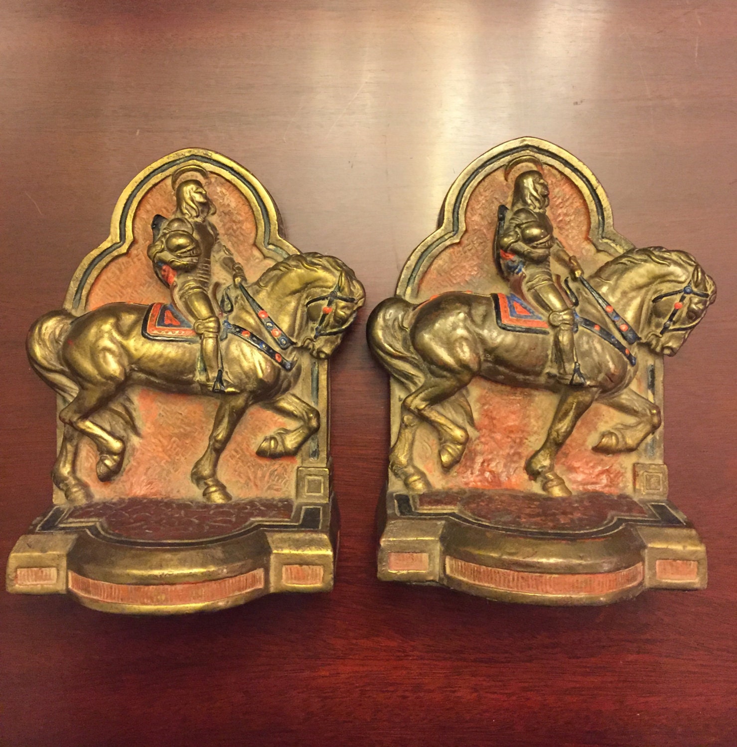 antique saddle horse bookends