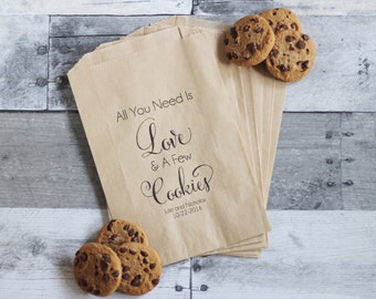 Wedding Cookie Bags, All You Need is Love and Cookies, Cookie Wedding Favors, Wedding Treat Table, Personalized Wedding Favors, Favor Bags