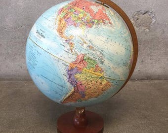 Vintage Replogle Globe with Teak Stand (G2BJE9)