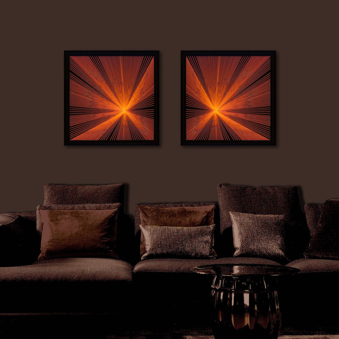 Zen Wall Decor Abstract Spiritual UV Wall Art in Orange 3D