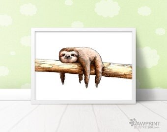 Sloth Nursery Art Print – Sloth gift for new baby - baby shower gift - Sloth nursery animals - neutral nursery prints - Sloth Art