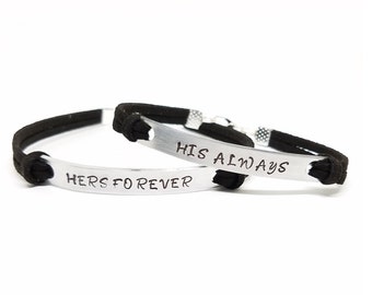 Custom Couples Bracelet | His Always Hers Forever | Hand Stamped His and Hers Bracelet | Couples Jewelry | Anniversary Jewelry