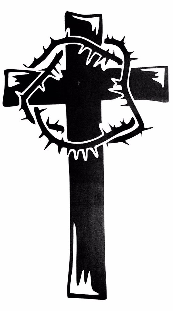 Items similar to DIY Cross with Thorns Vinyl Decal. Religion, Laptop ...