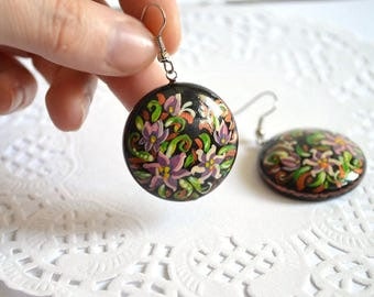 violet flower jewelry purple earrings purple wedding jewelry flowers purple|and|green earrings bridesmaid women birthday gifts|for|mom gift