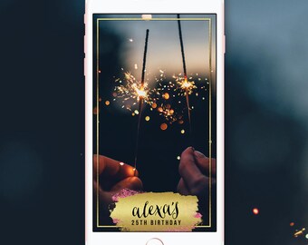 Birthday Snapchat Geofilter, Birthday Snapchat Filter, Custom Birthday Party Snapchat Filter, Custom Gold Glitter Birthday Snapchat Filter