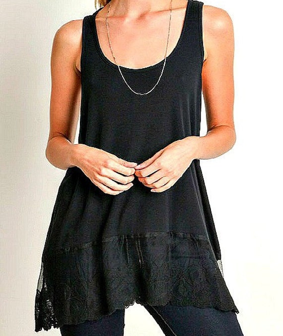 Lace Tank Extender BLACK Colors Womens Top Slip Extender Top