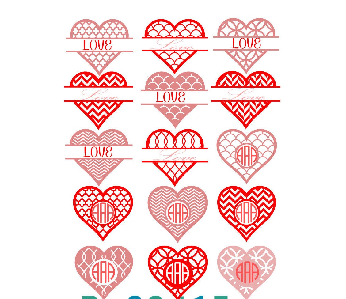 Download Heart svg Valentines Monogram SVG studio3 Eps Dxf Cut files