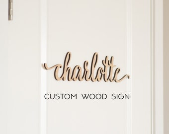 Custom Script Word, Personalized Wood Sign, Wooden Name, Rustic Cursive Word, Room Decoration, Nursery, Wall hanging, Unfinished Wood