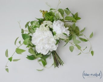 Wedding Bouquet, Silk Bouquet, Silk Flower Bouquet, Silk Bouquet, Bridal Bouquet, Boho Bouquet, Silk Wedding Bouquet, White Bouquet, Green