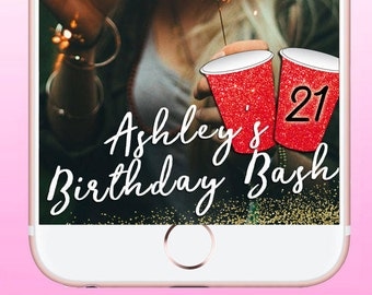 Happy Birthday Geofilter, Red Solo Cup Geofilter, Custom Birthday Geofilter Sparkly, Party Geofilter, Snapchat Geofilter, Party Decor