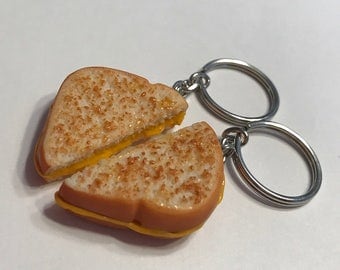 Grilled Cheese Halves Key Chains, Polymer Clay Best Friends Accessories, BFF