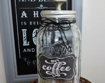 Mason Jar Coffee Container | Mason Jar Kitchen Decor | Glass Coffee Jar | Kitchen Accessories | Kitchen Storage Container | Coffee Jar