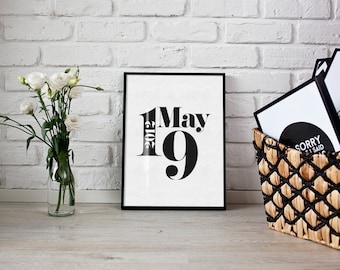 Personalised date print - typography print - anniversary print - date print - wedding print - paper anniversary - valentines, new home print