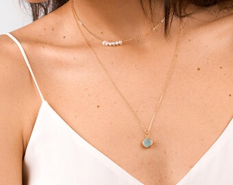 Delicate Druzy Necklace, Gold Crystal Necklace, Round Druzy, Simple Gemstone Necklace, Gold Fill, Sterling Silver, Rose Gold Necklace B34
