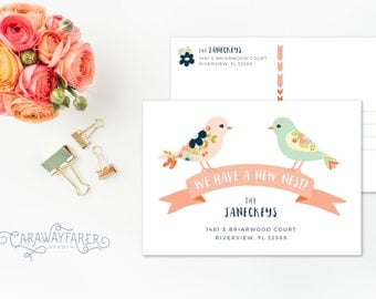 New Address Announcement Postcard Moving Announcement Printable Change of Address Cards New Home Postcard House Moving Cards Download Nest