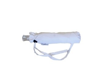 Sun Umbrella, White small folding sun parasol. Sunbella City Luxe. UPF50+. UV umbrella blocks 98%+ UV rays. SCL16WS
