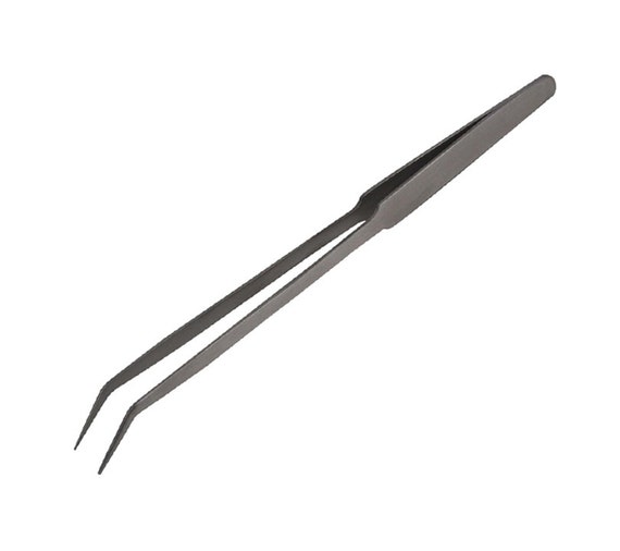 8 Long Curved Nose Narrow Tweezers Straight Fine Point