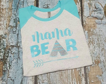 Mama Bear raglan, mama bear, mama bear shirt, mama bear tshirt