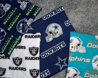 NFL Pot Holders, NFL Trivets, Quilted Hot Pads, NFL Kitchen Decor, Football Hot Pad, National Football League Hot Pads, Quilted Trivets, Hot