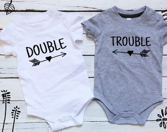 Double trouble Twin outfit Baby shower gift for twins