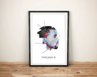 Kanye West Poster, Chicago Map, Chicago Art, Chicago Print, Music Print, Kanye West Art, Chicago Artwork
