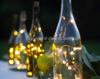 Wine bottle Lights, Bottle Lights, Table Decor, Wine decor,Wedding Table, Fairy lights for Wine Bottles, Batteries INCLUDED in cork!