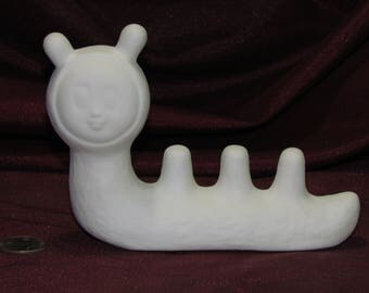 Ceramic Bisque U-Paint Vintage Happy Worm Ring Holder Unpainted Ready To Paint DIY