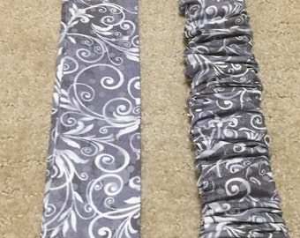 Trendy Print-Grey & White Scroll Print Lamp fabric Cord Covers, Electrical Cord Cover,hide a cord - IN STOCK, Ready to Ship