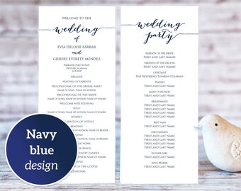 Wedding Program Templates, Ceremony Program Template, TWO Sizes, Wedding Program Printable Template, Editable Program Template