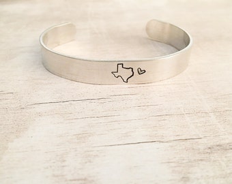 Cuff Bracelet Personalized - State Jewelry - Cuff Bracelet - Texas Bracelet
