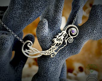 Silver Mermaid Pendant Sterling Silver Pendant Silver Necklace