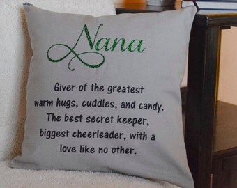 Custom nana pillow - Mother's Day gift - decorative pillow - personalized pillow cover - grandparent gift - pillow case - gifts for grandma