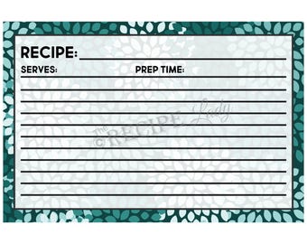 TEAL CHRYSANTHEMUMS 4x6 Recipe Cards - Printable; Instant Download, diy, Perfect for Bridal Showers