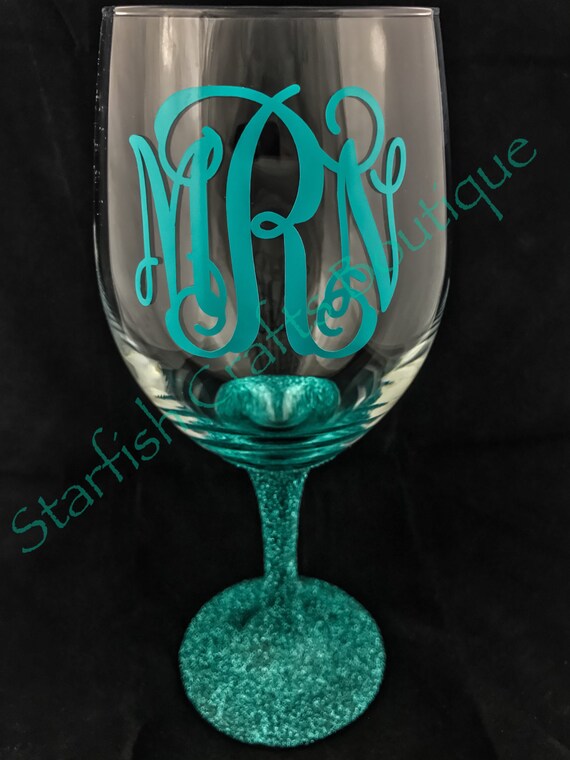Glittered Wine Glasses/ Vinyl Wine Glass/ Gift for Her/