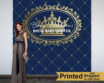 Royal Prince Baby Shower Backdrop- Photo Booth Backdrop-Little Prince Baby Shower Backdrop, Welcome Little Prince Backdrop
