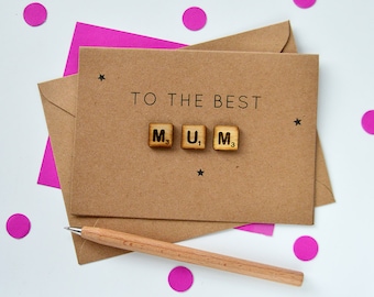 Personalised Mum Wooden Tiles Card - Card for Mum - Mother's Day Card - Step-Mum Card - Mummy Card