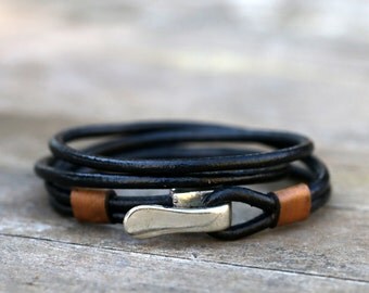 Leather wrap bracelet, mens leather bracelet,, mens jewelry, leather wristband, best gift, armband herren