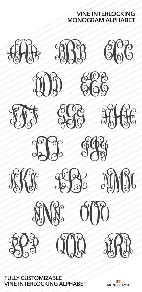 Vine Interlocking Monogram Font - EPS, SVG, DXF, Studio3 ...