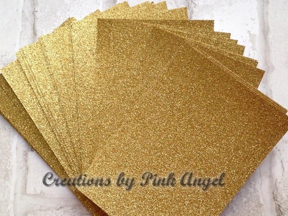 Set of 25 Gold Glitter Cardstock Sheets by CreationsByPinkAngel