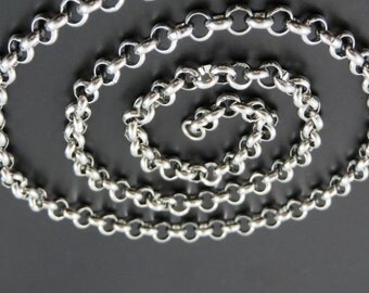 6mm Antique Silver Rolo Chain