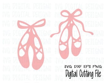 Ballet Shoes SVG Cut File Design, Ballerina Dance Shoe set for Silhouette, Cricut & more, Ballet Dance Cutting files, Svg Dxf Eps Png