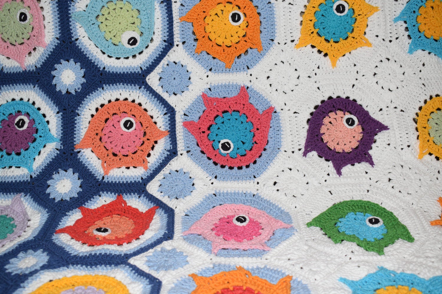 Crochet Fish puzzle baby blanket crochet throw