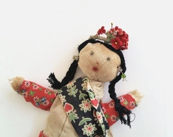 Antique Doll . Primitive Toy . Handmade Primitive Cloth Doll . Folk Doll . Home Decor . Collectible