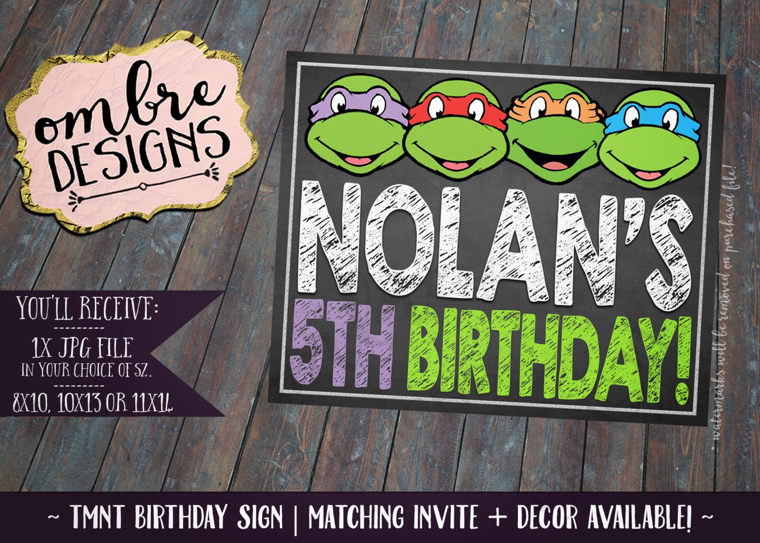 TMNT Birthday Sign TMNT Birthday Ninja Turtle Party