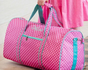 Monogrammed Overnight Bags, Personalized Duffle Bags, Girls Personalized Overnight Bags, Personalized Kids Luggage, Monogram Kids Travel Bag