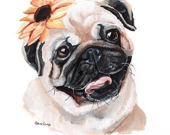 Pug wall art | Etsy